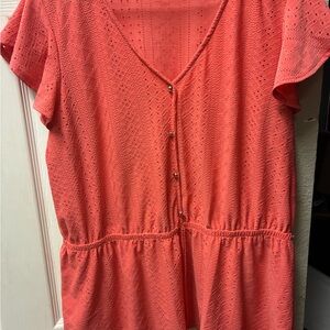 Lane Bryant Coral Eyelet Blouse